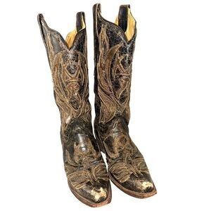 ▶️ Corral ◀️ Western Pointed Toe Glitter Sparkle Distressed Cowboy Boots 7